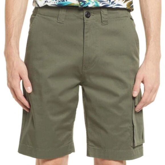 NWT SELECTED HOMME Ricko Stretch Cotton Cargo Shorts In Beetle - size L - Picture 1 of 5